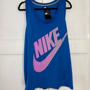 Nike NWT Women’s XL Muscle Tank Blue with Pink/ Purple Swoosh